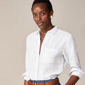 NWT J.Crew Garçon classic shirt in cotton-linen blend gauze white size 00